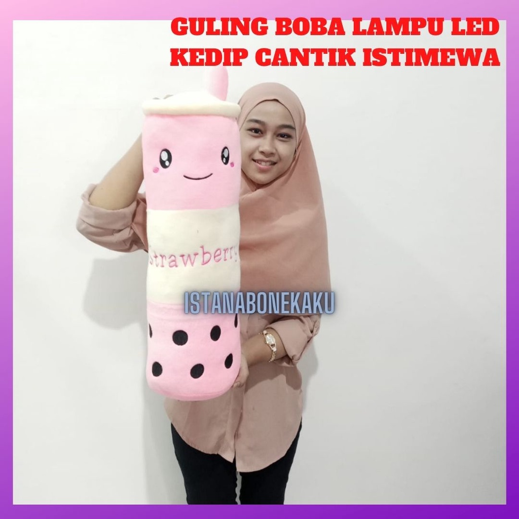 Boneka Guling Boba Lampu Kedap Kedip Cantik T : 60 cm Bahan Halus Isi Dacron Murni SNI