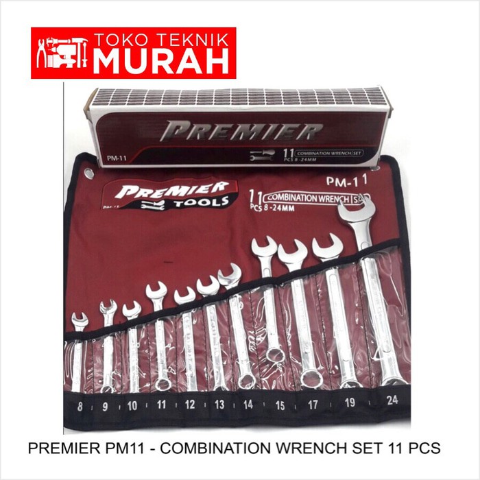 Premier PM11 Kunci Kombinasi Set 11 Pcs Ring Pas 8 - 24 mm PM 11