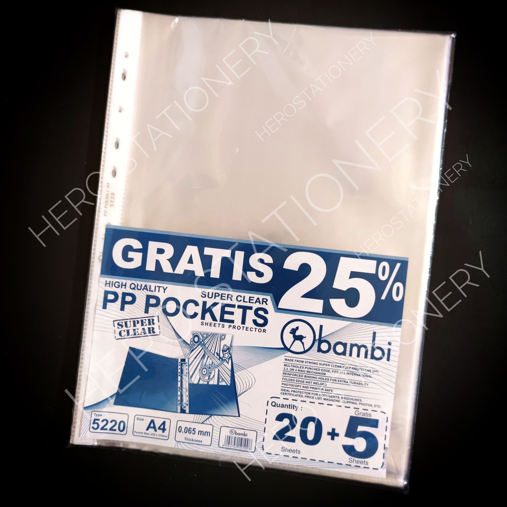 

Sheet protector sampul plastik pelindung file dokumen PP pockets bambi A4 F4 bening