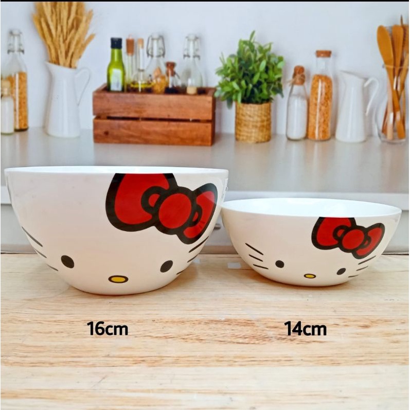 mangkuk keramik hellokitty besar dan kecil