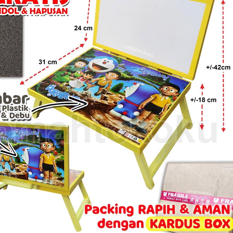 

Meja Belajar Plus Papan Tulis Lipat Karakter Anak Minimalis GRATIS SPIDOL dan PENGHAPUS 30x40x24 mini gambar DILAPISI PLASTIK ANTI AIR Terbaik