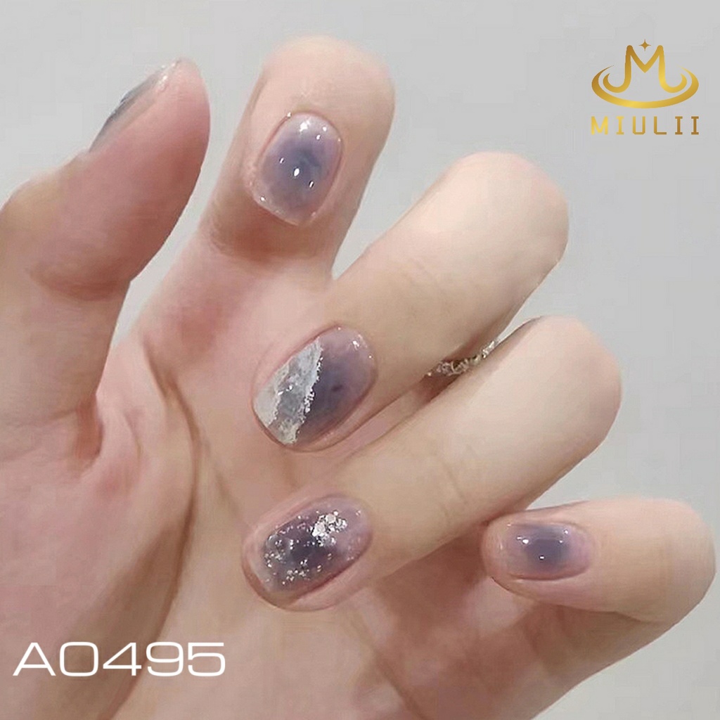 MIULII / KUKU PALSU  A0495  / 24PCS / 3D / NAIL ART / PREMIUM / CUTE / BIRU / FREE LEM JELLY / KUTEK