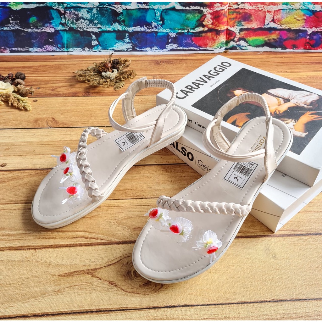 ABBUSHOES Us 107 flat shoes sol jadi tali bunga merona 3cm