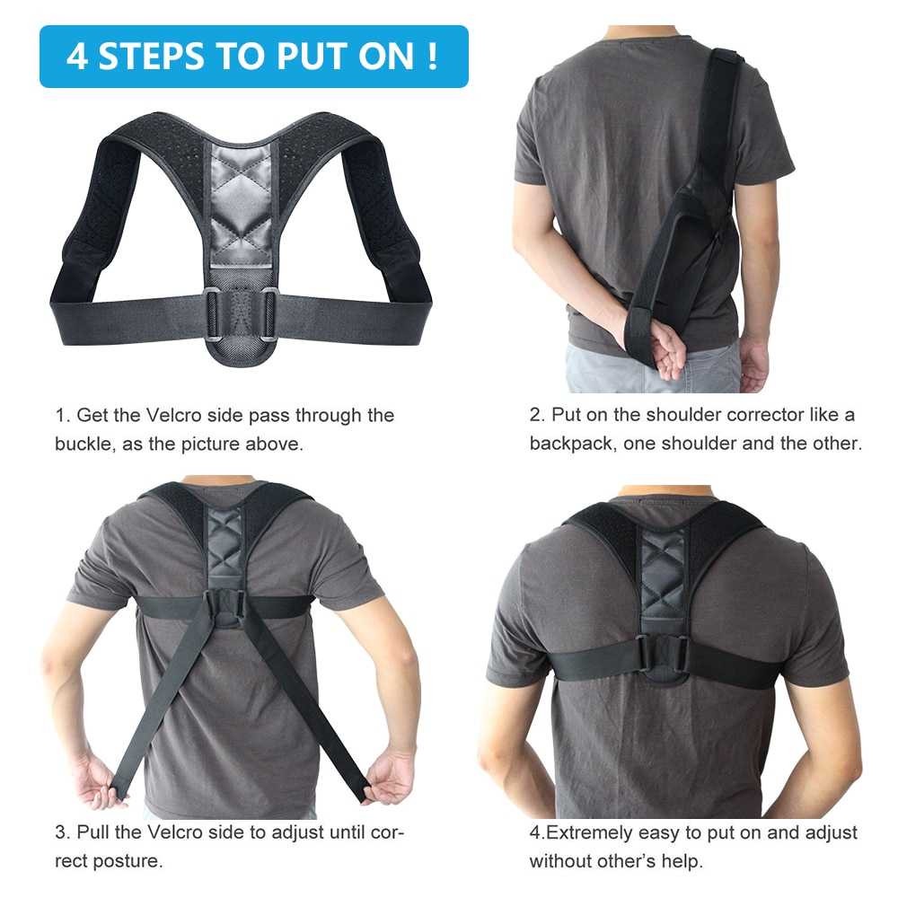 Alat Penegak Punggung Bungkuk Tali Penegak Tulang Belakang Pria Wanita Pelurus Terapi Posture Corrector Pria Postur Punggung Posture Corector Hitam Tegak Dada Badan Murah Original Boodun Tali Body Harness Korektor Postur Punggung Size M - Boom Shop