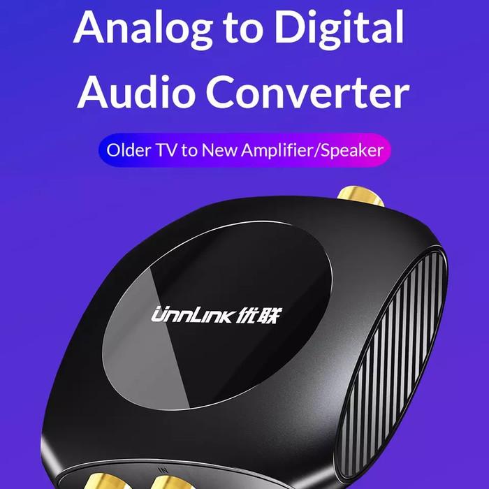 UNNLINK Analog to Digital Audio Converter ADC 96KHz RCA to Optic & Kbl