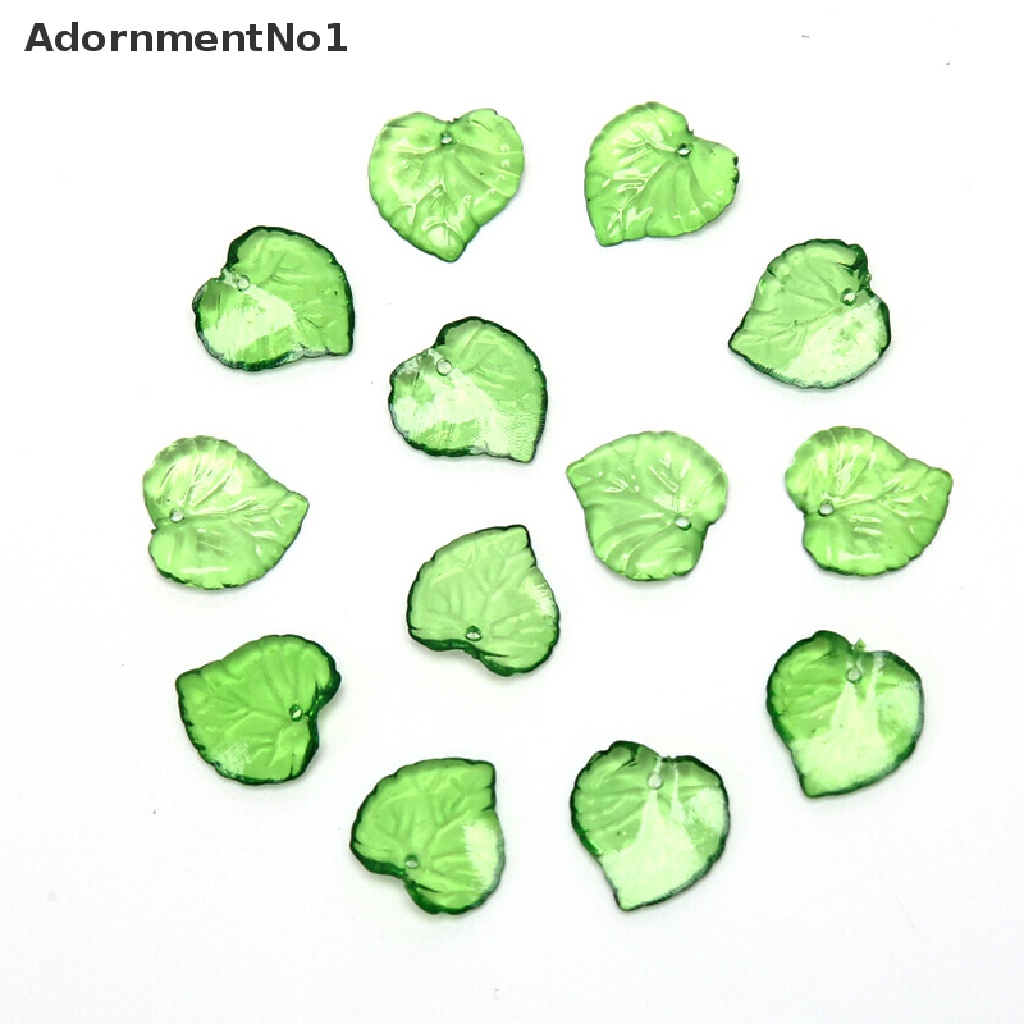 (AdornmentNo1) 100pcs / Lot Liontin Daun Hijau Transparan Bahan Akrilik Untuk DIY Perhiasan