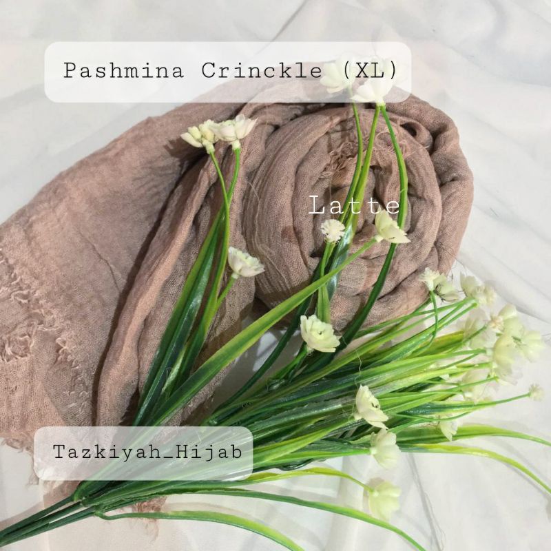 Pashmina Crinkle Shawl-Latte XL