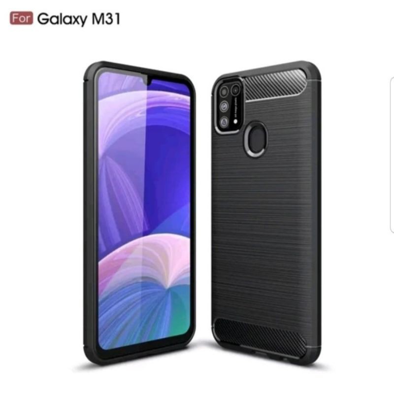 SAMSUNG GALAXY M21 M31 CASE SLIM FIT CARBON SOFTCASE FIBER MULTI IPAKY CARBON