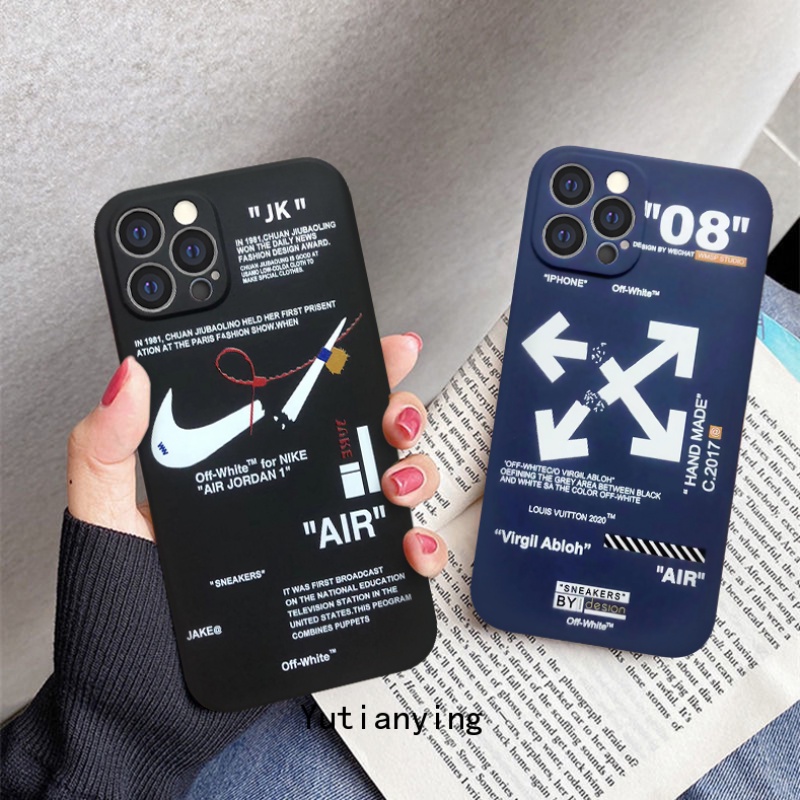 NIKE OFF-WHITE Soft Case Bahan Silikon Desain NFC Untuk Xiaomi Poco X3 NFC Poco X3 Pro Poco M3 Redmi Note10 10s 10pro Max Note9 Note8 Redmi 10A 9 9T 9C