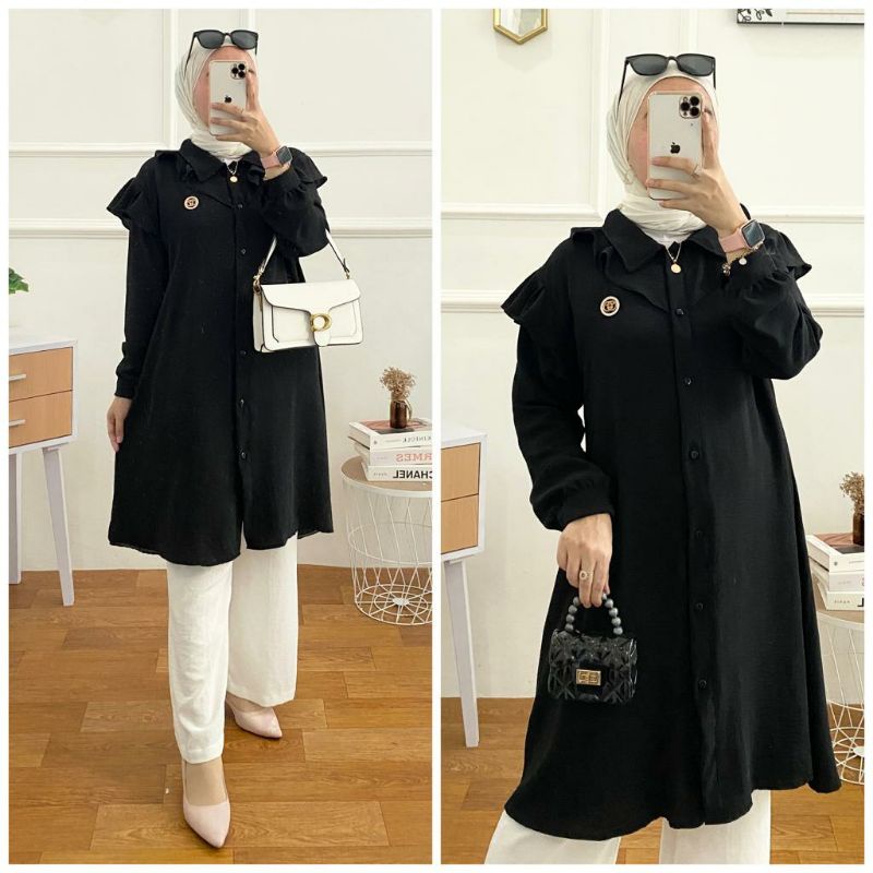 LUCIA TUNIK CRINCLE AIRFLOW FRIENDLY | TUNIK BUSUI | TUNIK WANITA | TUNIK TERBARU | TUNIK PUTIH  | TUNIK HITAM