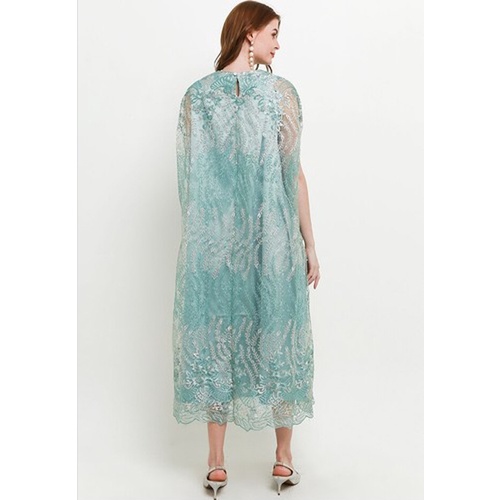 ICONS GLITTERY TWO TONE EMB TULLE KAFTAN W/ PEARL CAPE LEBARAN MODERN MEWAH FASHION WANITA MUSLIM TNIC0605BB/0422