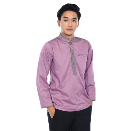 Baju Koko Dewasa Lilac Tangan Panjang/kemko lilac premium