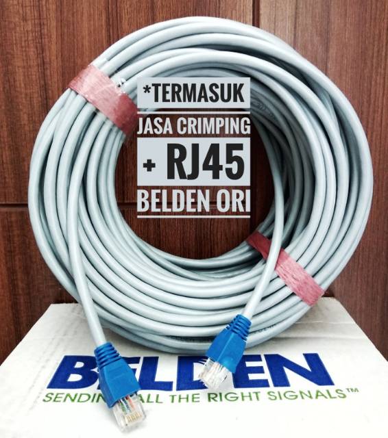 Belden Kabel Lan 10 meter UTP Cat6 siap pakai sudah dicrimping rj45 Belden 7814A Abu abu