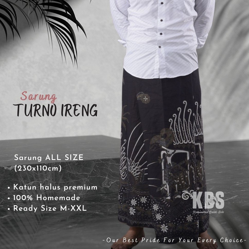 EKSKLUSIF BAWAHAN PRIA SARUNG TURNO IRENG MOTIF CANTIK BAHAN KATUN SRAGENAN ORI RENJANA BATIK SOLO