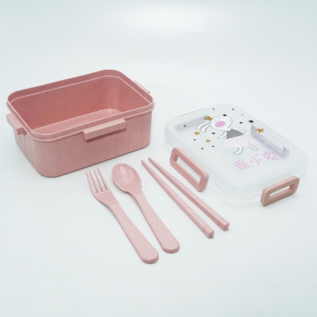 Kotak Makan Bento Box 3 Variasi Pink Hijau Krem Lucu Box Makan