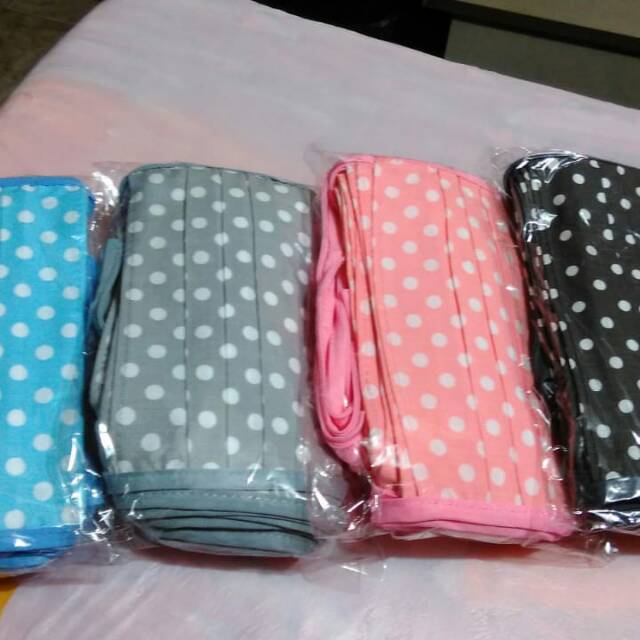 Masker kain polkadot lusinan(isi 12 pcs) karet hijab