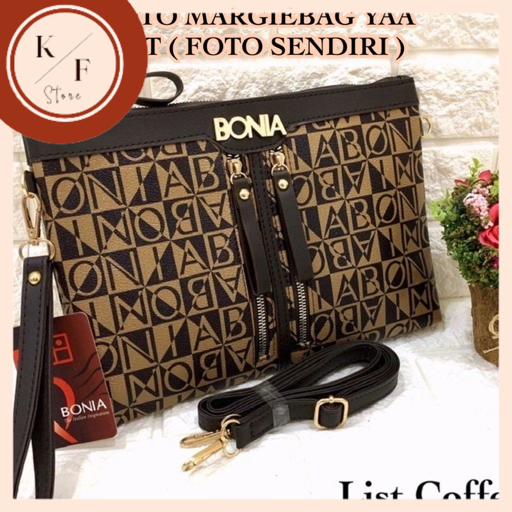 KFS - Clutch BONIA DOUBLE ZIPPER ( Kualitas Super ) Premium import tas batam selempang wanita