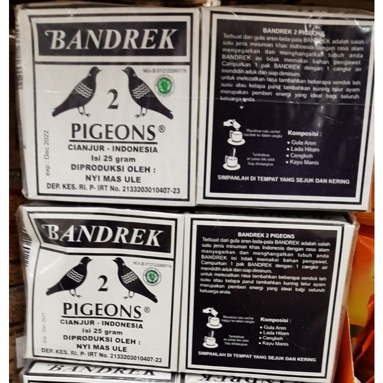 

Bandrek cap 2 Pigeons Cianjur 1Pack isi 10pcs