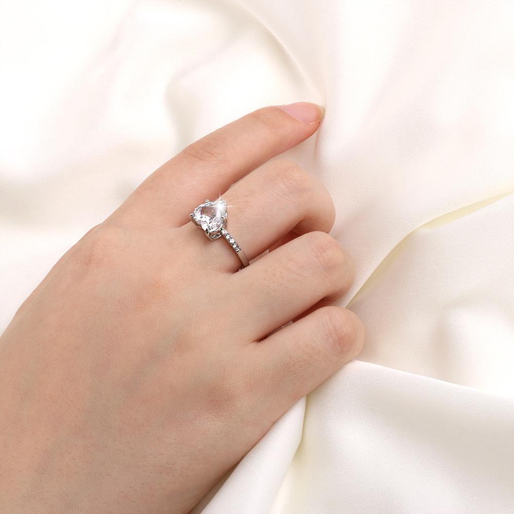 R-flower Heart Ring Fashion Perhiasan Pernikahan Tunangan Safir Putih