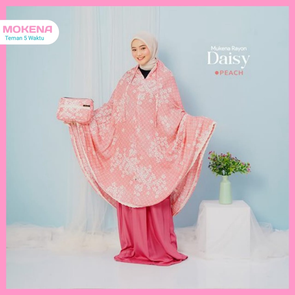 Mukena Mukenah Trevel Traveling dewasa terbaru Bahan rayon Semi Jumbo 2 In 1 Rayon Motif Daisy