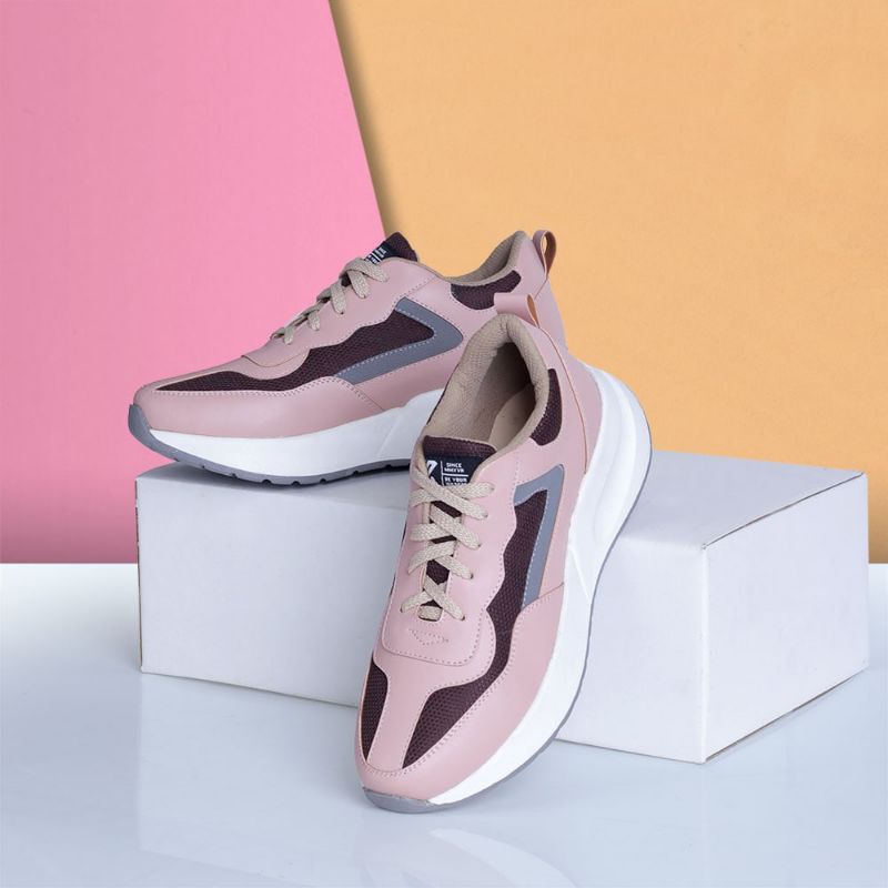 ORIGINAL Sepatu Casual Sneakers Wanita Dewasa Pink Putih Terbaru | Sepatu Sport Cantik Kekinian | Sepatu Olahraga Cewe | Sepatu Distro Premium Material | Sepatu Style Korea Japan Simple Elegan