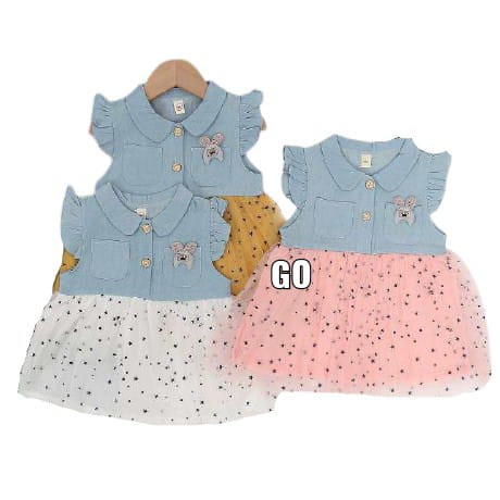 gos DRESS DENIM STARS 212 EBV Baju Dress Anak Perempuan Import Model Gaun