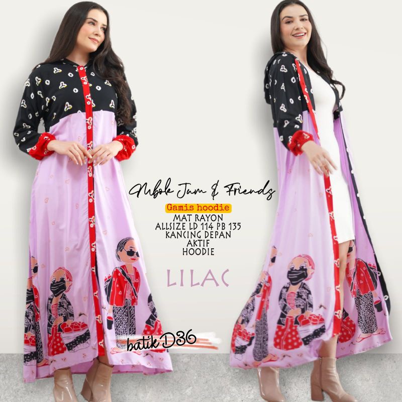 Semerbak Gamis Hoodie Mbok Jum & Friends Batik Murah Elegan Santai Rayon  Gamis rayon halus hoodie k