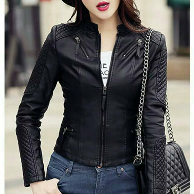 [BISA COD] JAKET KULIT WANITA CASUAL BRANDED/ SEMI KULIT PREMIUM.