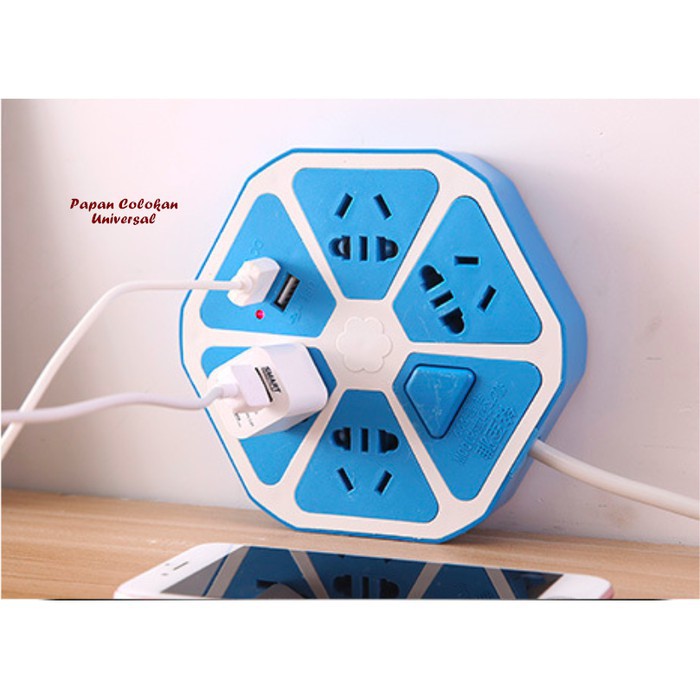 Papan Colokan Hexagonal Papan Colokan 4 USB Universal