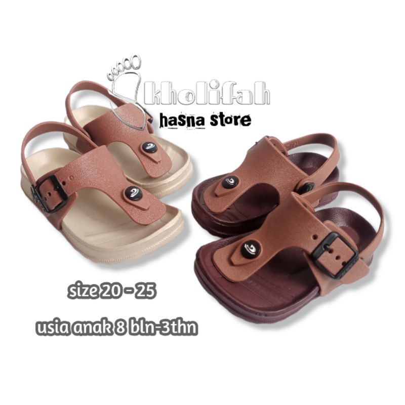 Sandal jepit tali resmi anak laki-laki dan perempuan gesper tali blakang dulux 213E-1 [3c]