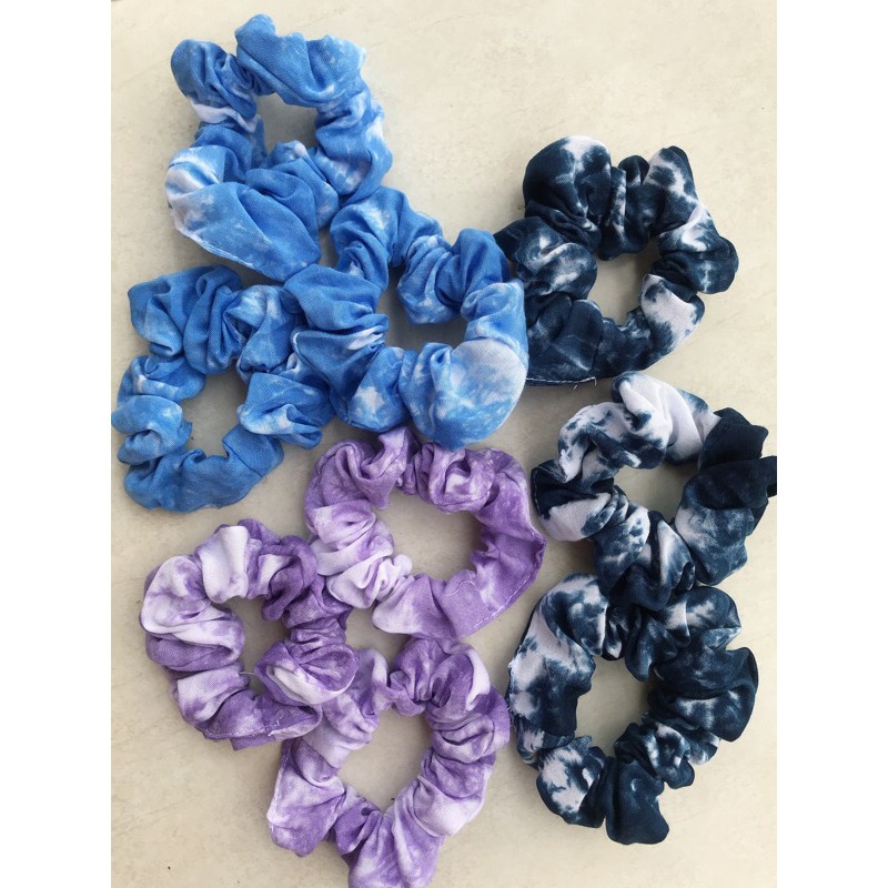 Kuncir Ikat Rambut Polos, Kembang, Polkadot, Tie dye All Motif