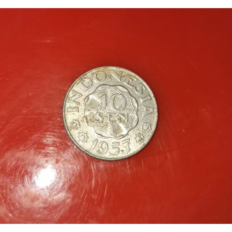 Uang Koin Logam 10 Sen Tahun 1957 Indonesia