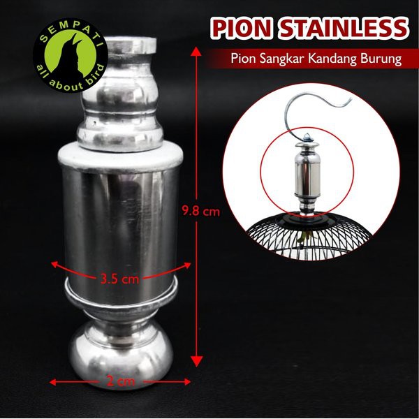 PION KEPALA SANGKAR BURUNG KOTAK ALUMINIUM STAINLIS