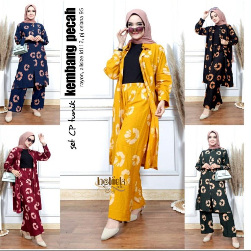 setelan tunik setelan long Cardi batik Pekalongan setelan batik one set batik tunik rayon