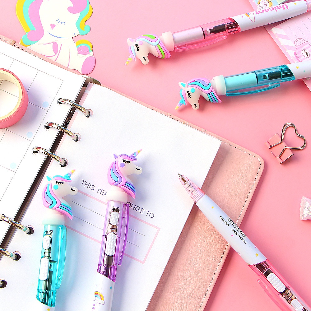 1pc Pulpen 0.5mm Desain Kartun Unicorn Lucu Untuk Stationery Sekolah