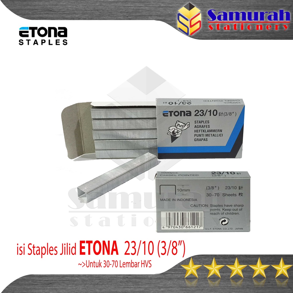 

Isi Stapler Mesin Jilid Etona 23/10 ( 3/8" ) / Staples Refill 23 10