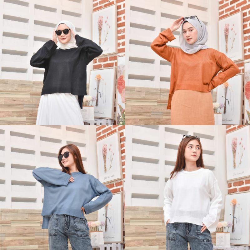 SWEATER RAJUT WANITA/SWEATER RAJUT CROP/SWEATER WANITA/ATASAN RAJUT CROP/ATASAN WANITA/CROP SAFIRA