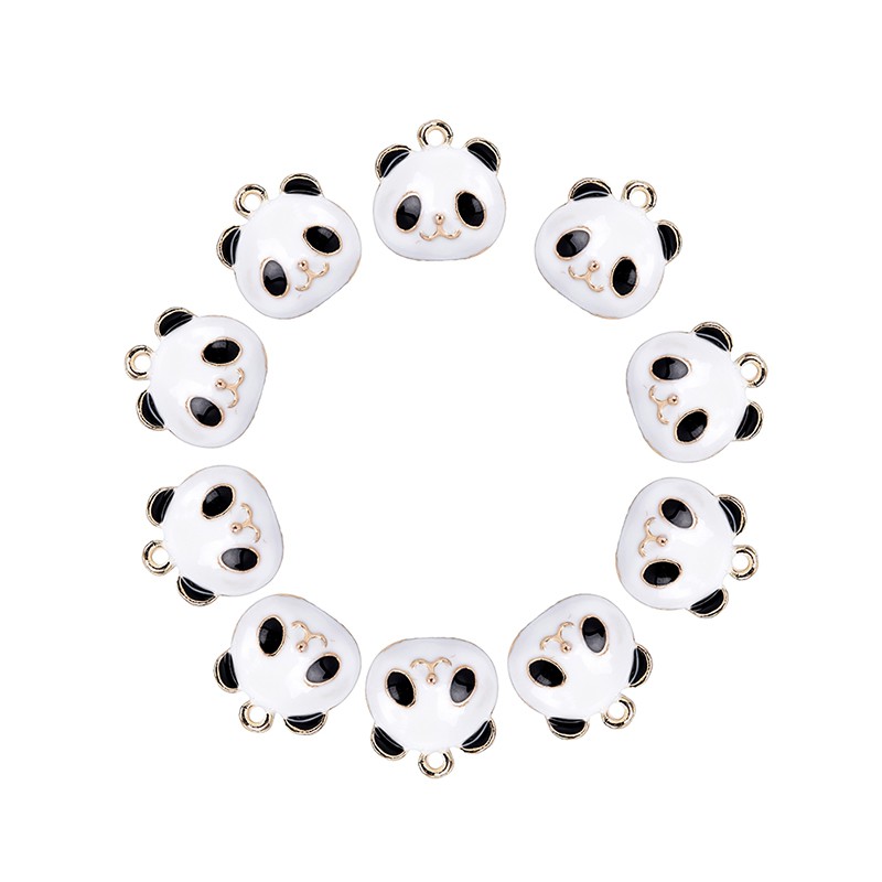 Hbid 10Pcs / Set Liontin Bentuk Panda Bahan Alloy Enamel Untuk DIY Craft / Perhiasan Charms