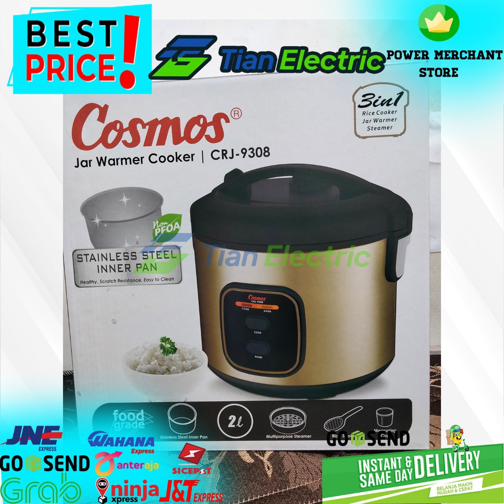 COSMOS CRJ-9308 MagicCom / Rice Cooker 2 Liter Stainless Steel