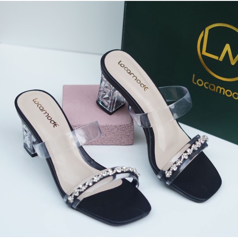 LOCAMODE SENDAL HEELS kode-001 (free paper bag,box) hak 7cm