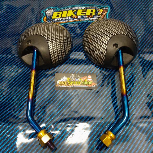 Spion Carbon Karbon Two Tone Kaca Bulat Variasi Motor Honda Scoopy vario beat