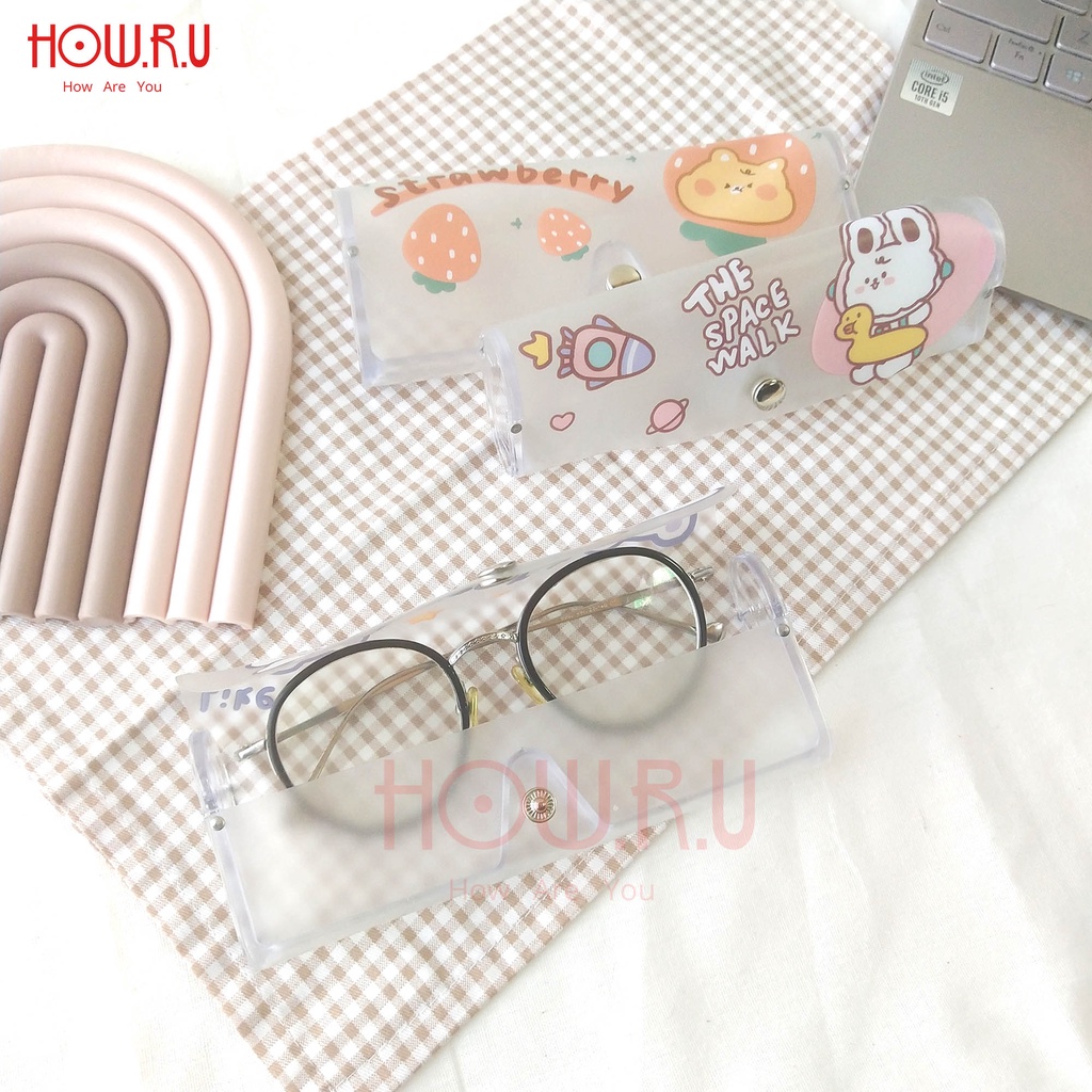 HOW.R.U | Tempat Kotak Kacamata Estetik / Glasses Case Semi Hardcase Gaya Korea Lucu