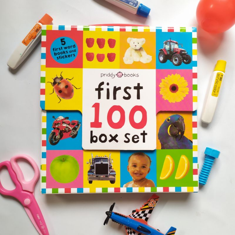 PRIDDY BOX 5 SET PAPER BACK: FIRST 100 WORDS, ANIMALS, TRUCKS, NUMBERS, COLORS, ABC