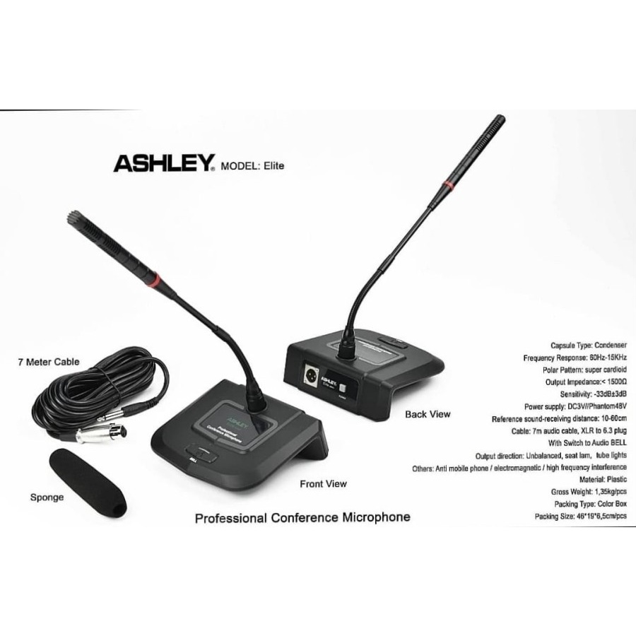 Mic Ashley Elite Original Microphone podium conference meja Terbaik