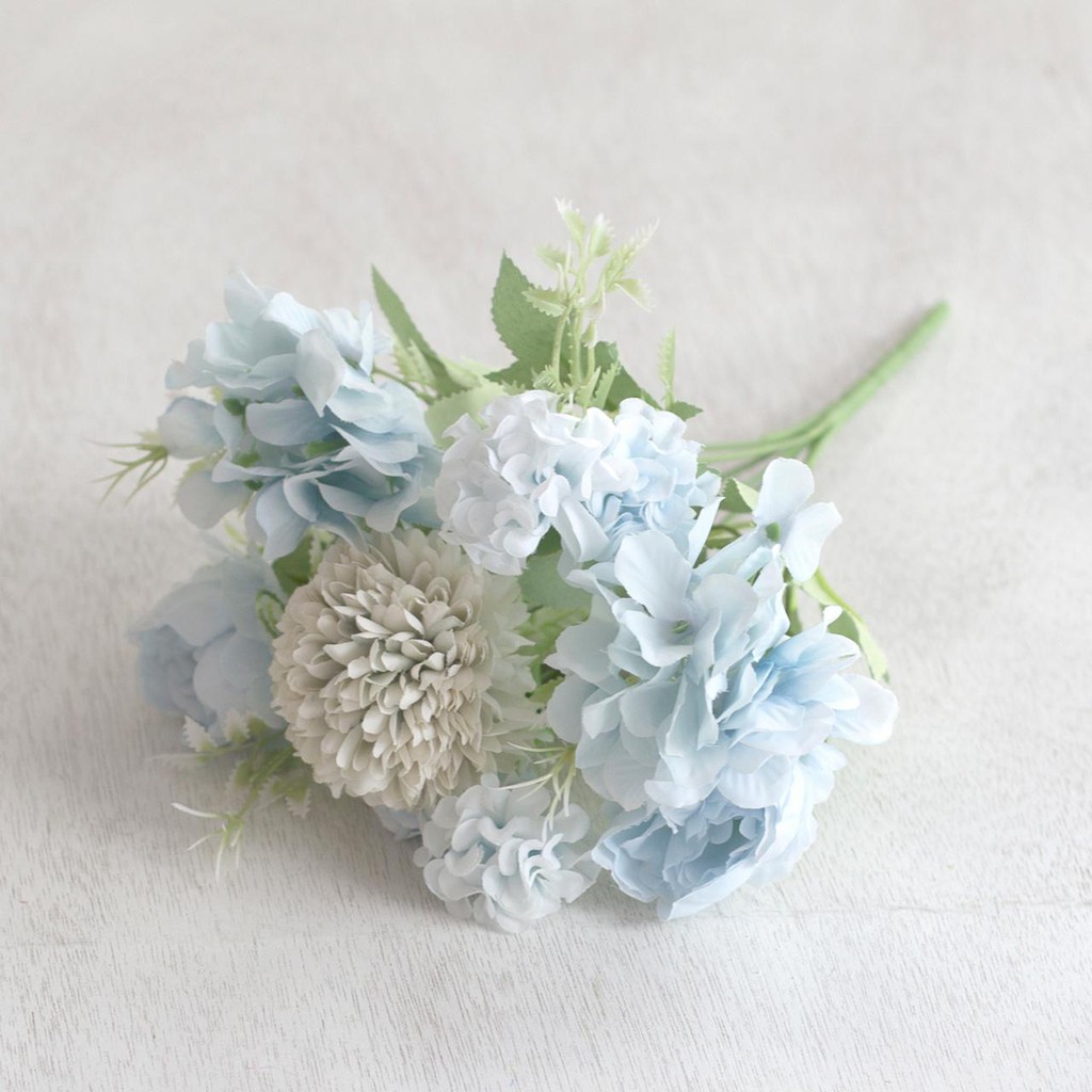 COD/TM99 BUNGA HYDRANGEA MIX BUNGA TANGKAI PLASTIK BUNGA ARTIFISIAL PAJANGAN BUNGA HIASAN P3170-BIRU