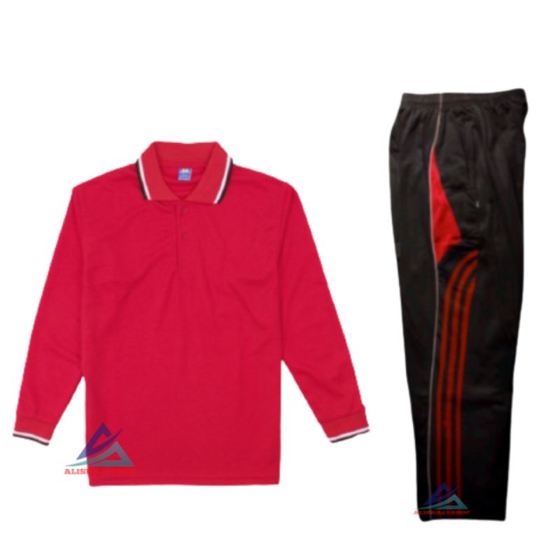 SETELAN BAJU KERAH LENGAN PANJANG PRIA/WANITA SETELAN TRAINING BAJU LAKOS KERAH TANGAN PANJANG TERBA