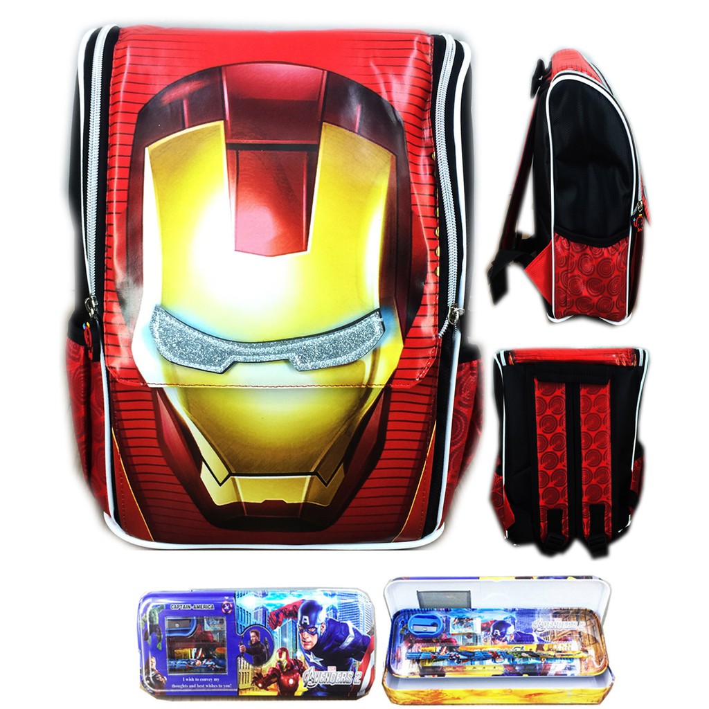 Tas Ransel Sekolah Anak TK Jepang Iro n Man 3D Muka Timbul S
