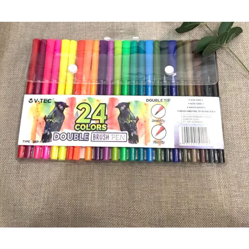 

V-TEC DOUBLE TIP BRUSHPEN 24 WARNA (DBP-1124)