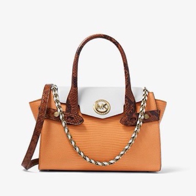 MICHAEL KORS Carmen Small Color-Block Embossed Leather Belted Satchel cider multi MK