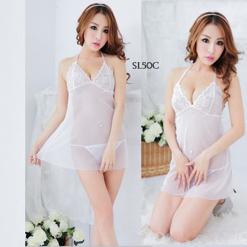 [PALING MURAH ] LINGERIE SEXY BAJU TIDUR TRANSPARAN PUTIH SL50C